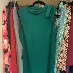 Green Dress with bow on one shoulder